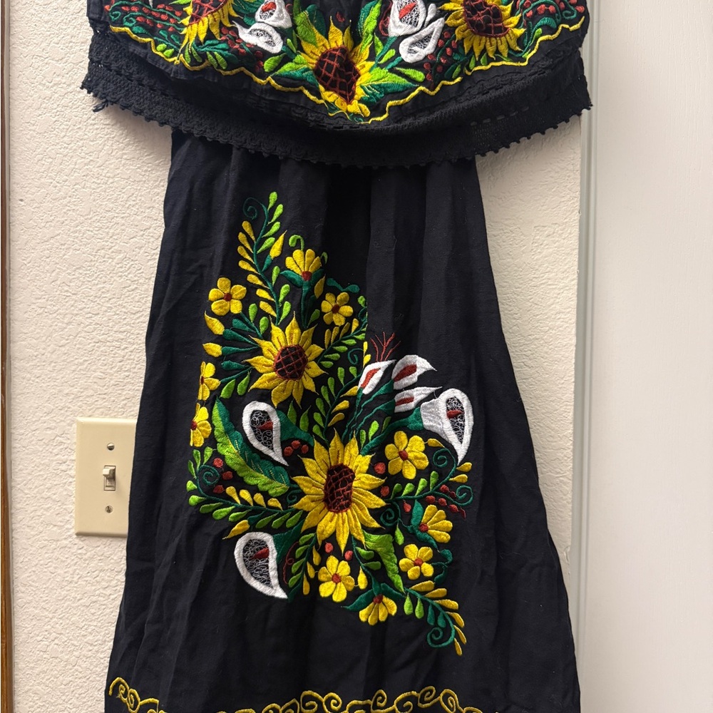 Black Floral Embroidered Dress